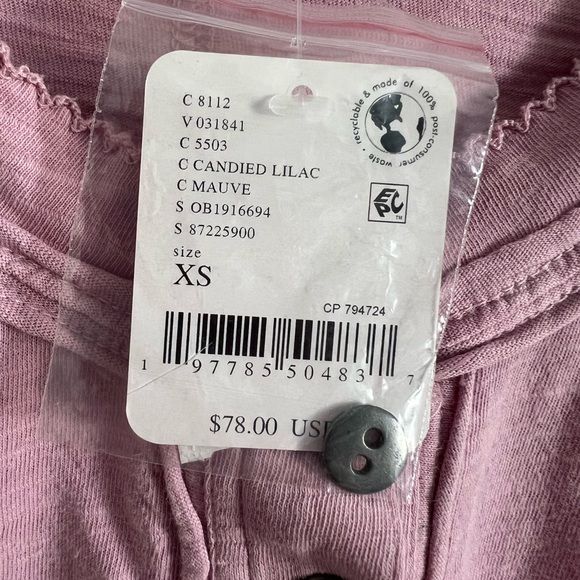 🌻🆕FREE PEOPLE Our Song Henley Cuff-Candied Lilac-Size X-Small - Picture 12 of 13